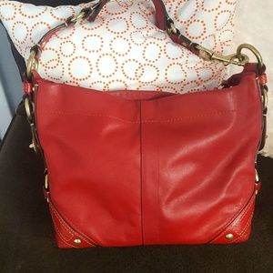 Coach Red Leather Carly Shoulder bag